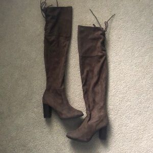 Brown suede over the knee boots